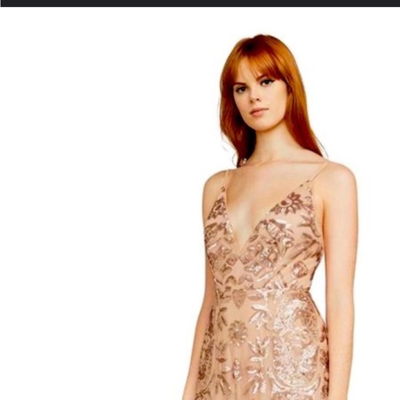 BCBGMaxAzria Gold Sequin Sundress for Prom - Picture 1 of 6